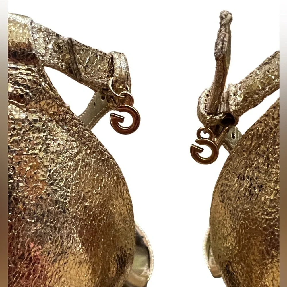 G by Guess Champagne Gold Shantel 3 Heel Strap Sandals, Size 10